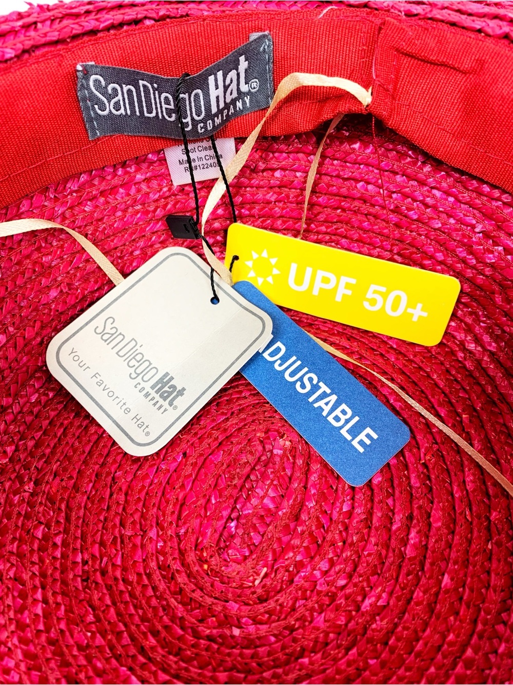 On Holiday Oversized Wide Brim Straw Sun Hat - Red - Picture 13 of 16